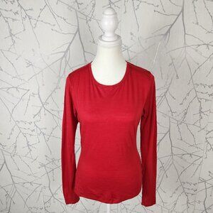 Segments Red 100% Merino Wool Round Neck Baselayer Long Sleeve